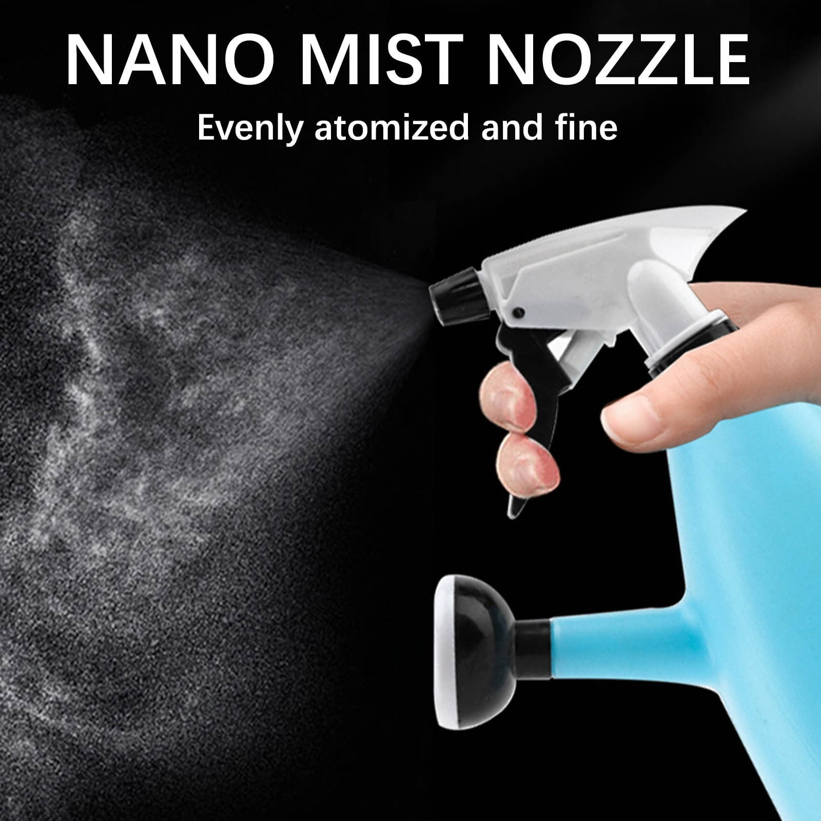 Zzbeans Hand Pressure Spray Bottle, Multi-Purpose Watering Can for Plants Garden Hair Care Pets, Adjustable Nozzle Sprayer Vase Kettle with Large Capacity for Indoor Outdoor Use, Blue