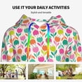 thumbnail image 4 of Lsque Tulips Flowers Pattern Casual Women's Hoodie,Hooded Sweatshirt with Kangaroo Pocket,Pullover Hoodie with Eye-catching Drawstrings-Small, 4 of 7