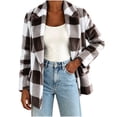 thumbnail image 3 of cocolona Womens Classic Plaid Jacket Fleece Lined Long Sleeve Lapel Overcoat Fall Winter Warm Trendy Outerwear, 3 of 7
