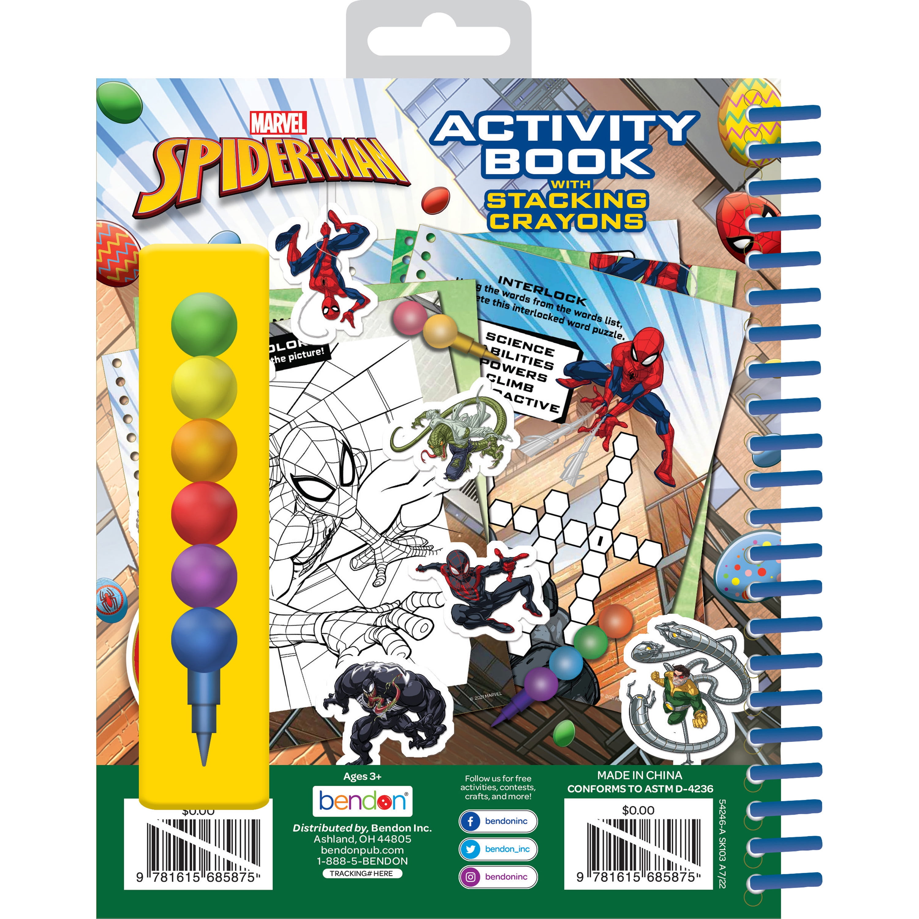 Spider-Man Coloring and Activity Book 400 Page Coloring and Activity Book  with 24 Count of Crayola Crayons and 1 Random Stamp. (Perfect Bundle for  The
