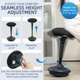 thumbnail image 4 of HOMCOM Tabouret Debout Actif Réglable avec Mouvement de Bascule, Noir, 4 of 10