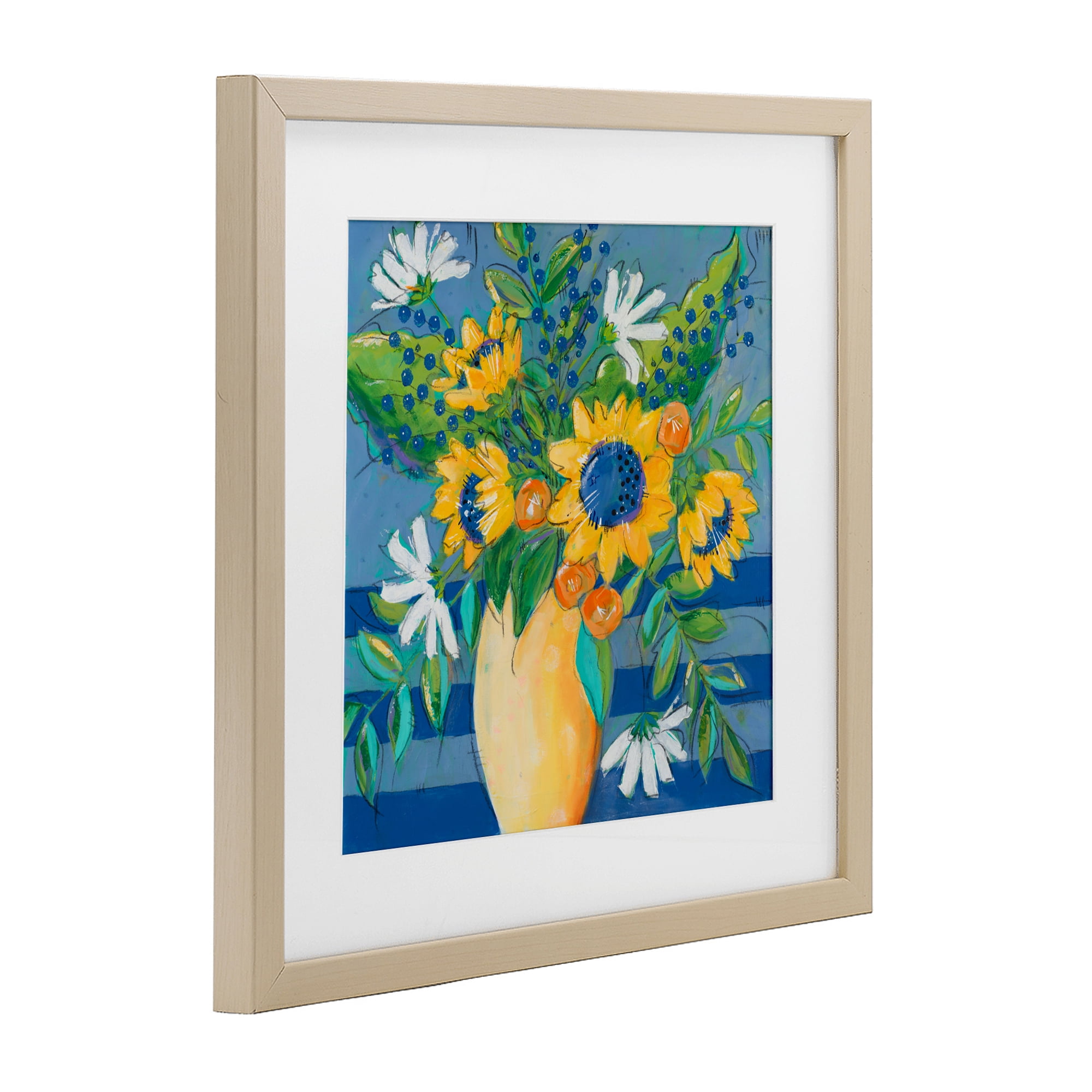 Stupell Industries Floral Bursts Among The Blue Birch Framed Print Under Glass, design by Krinlox