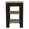 thumbnail image 4 of Black Wood Kitchen Island Shelf No Wheels, Multi-Purpose Butcher Block Food Kitchen with Drawer, Towel Rack & 2 Open Shelves, Modern Kitchen Organizer for Kitchen, Bedroom, Office, Laundry Room, 4 of 7