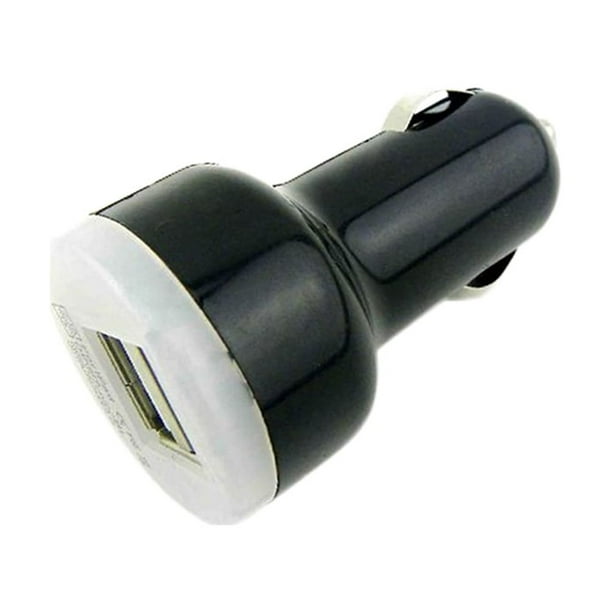 Cargador de coche universal USB de 2,1 A, minibala LED, doble USB, adaptador de 2 puertos para teléfono móvil (negro)