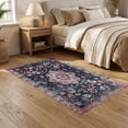 thumbnail image 2 of ODIKA 5'x7' Washable Area Rug Distressed Border Floral Toss Farmhouse Sprig Scatter Design for Dining Room, Under Table, Home Office, Non-Slip Chair-Friendly, 2 of 7