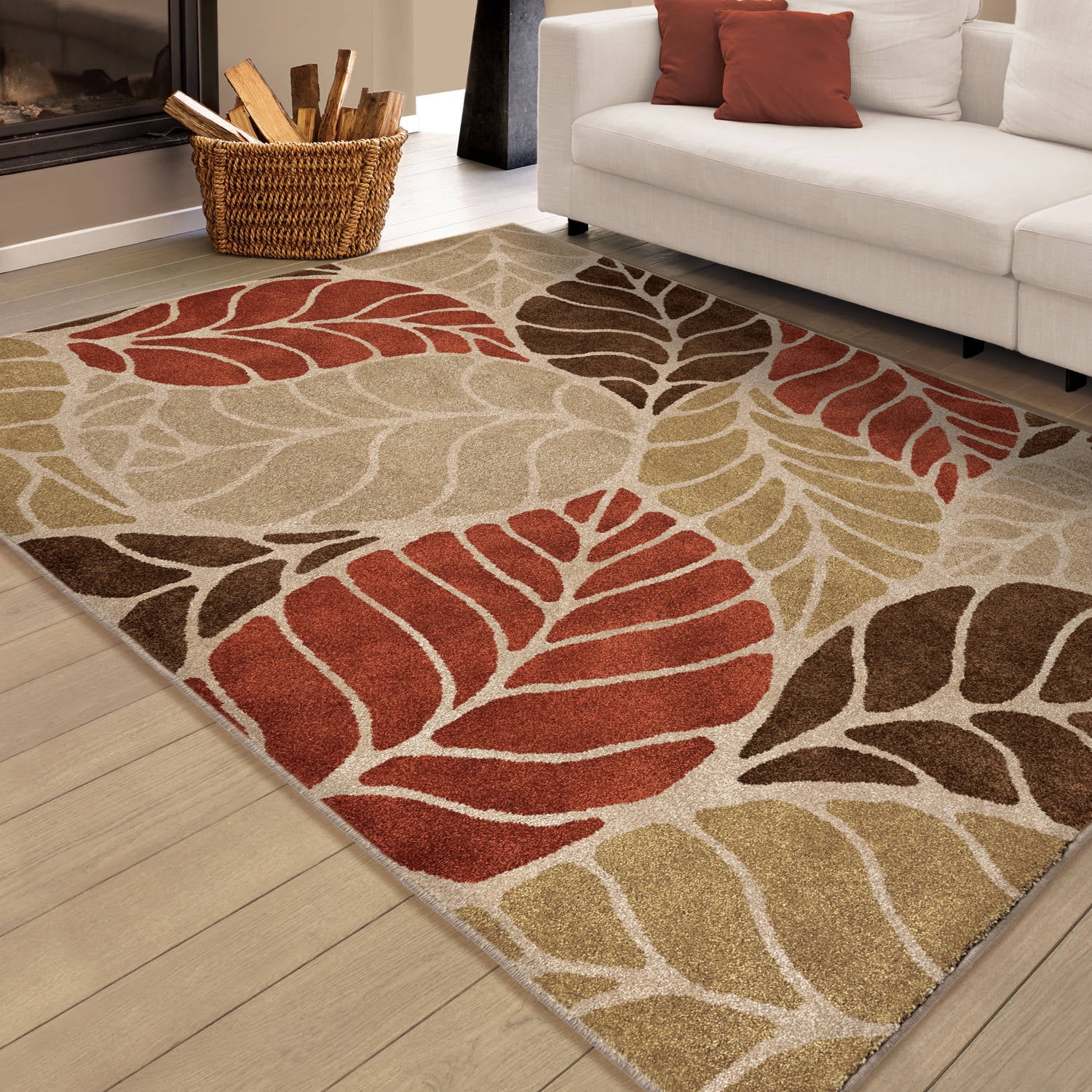 Orian Rugs Soft Leaves Levels Beige Area Rug