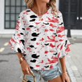 thumbnail image 3 of Valentine'S Day Cupid'S Arrow Women's V-Neck Blouse With 3/4 Ruffled Bell Sleeves Casual Top Ladies Blouses, 3 of 7