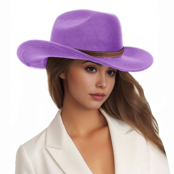 Sun-Ready Western Hat for Men and Women Classic Cattleman Style with Wide/Short Brim for Beach and Outdoor Adventures Purple