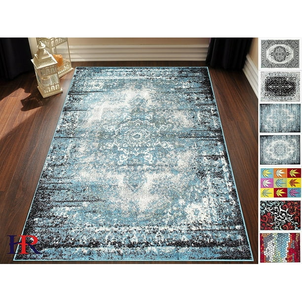 Handcraft RugsBlue/Black/Ivory/Silver Faded, Oriental Distressed Area
