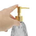 thumbnail image 3 of Unique Bargains 1 Pc Durable Argyle Soap Dispenser 11.84oz Gray Gold Tone, 3 of 6