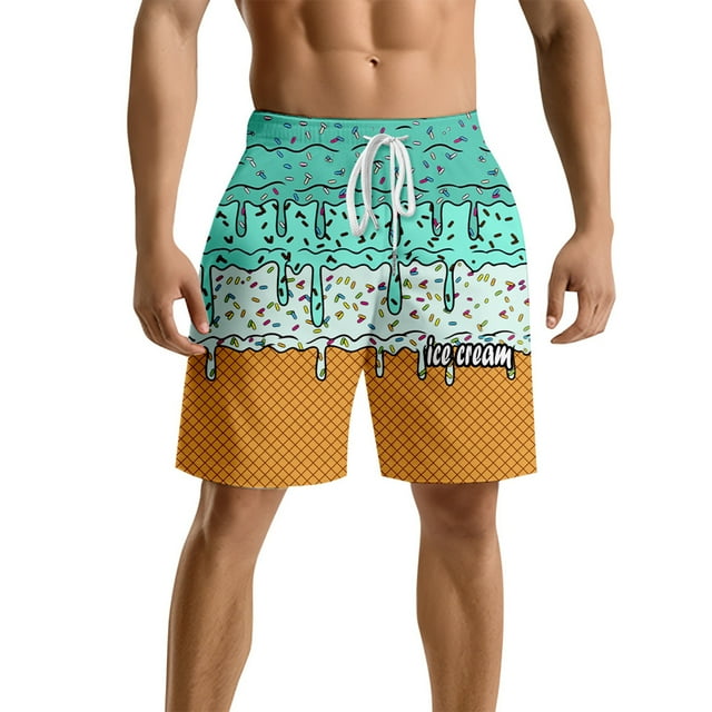 Board Shorts Hommes Shorts de Plage Coupe Ample Décontractée Board Shorts avec Imprimé Design Surf Course Homme Vert Menthe TTTG