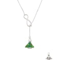thumbnail image 2 of Delight Jewelry Silvertone Green Resin Christmas Tree with Crystals Silver tone Elegant Infinity Lariat Necklace, 2 of 4