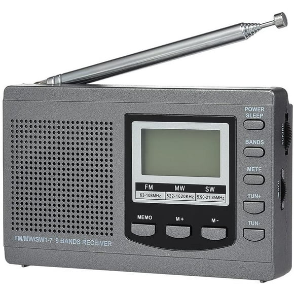 FM/AM/SW Radio Multiband Digital Stereo Radio Receiver Output Time Display Alarm Clock External Rotatable Antenna