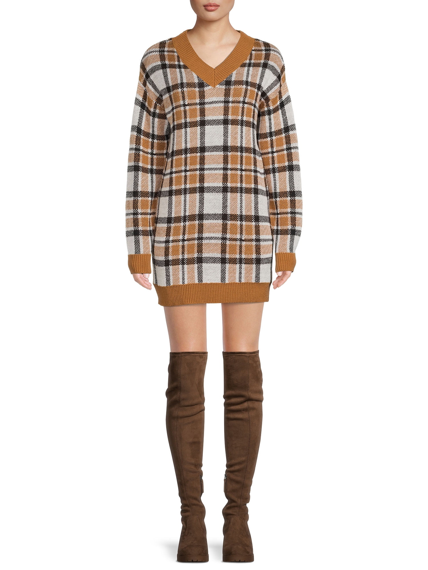 No Boundaries Juniors' Plaid Sweater 