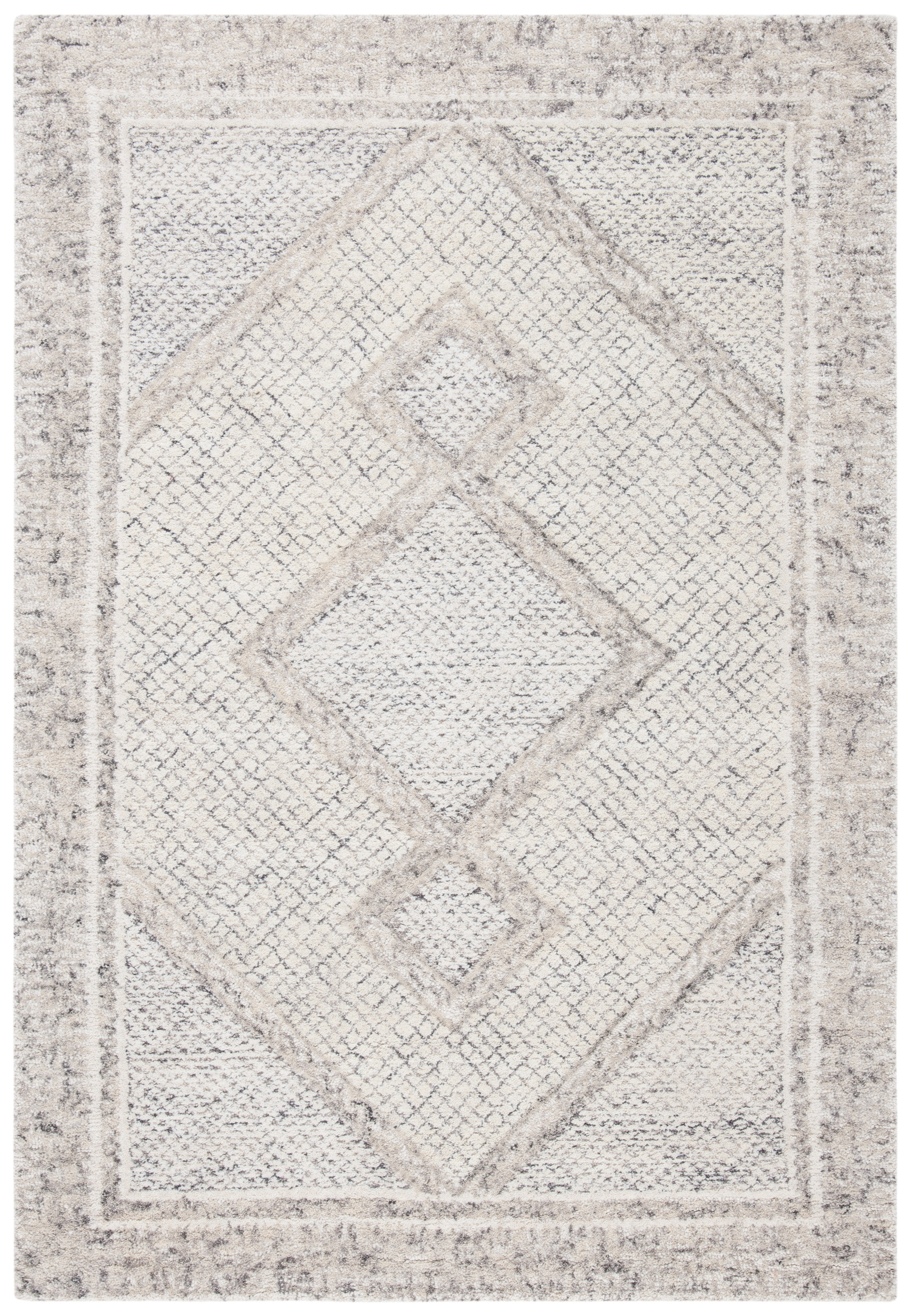 SAFAVIEH Abstract Grosvenor Geometric Wool Area Rug, Ivory/Gray, 3' x 5'