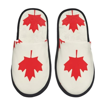 Balery Happy Canada Day Slient Indoor Furry Fleece Comfort House Shoes Soft Non-Slip Home Shoes Cotton slippers House Slippers-- Medium