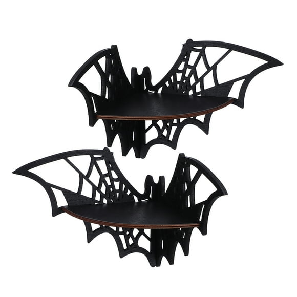 Minkissy 2Pcs Wooden Corner Shelf Black Spider Web Shape Home Decor Year-round Use