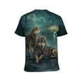 thumbnail image 2 of LAOLIUSN Men's Wolf Print T-Shirt, Moon Forest Graphic Tee, S-4XL, 2 of 7