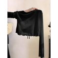 thumbnail image 2 of Blusa Ligera De Manga Larga Con Cuello En V Y Cordón Negro, 2 of 30