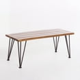 thumbnail image 2 of Zephyra Outdoor Industrial Rustic Finshed Iron and Acacia Wood Coffee Table, Teak, 2 of 6