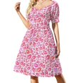 thumbnail image 1 of Vestido de verano de manga corta con besos infinitos, vestido coreano para mujer, vestido holgado para eventos especiales., 1 of 7