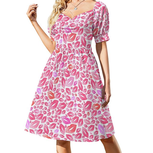 Vestido de verano de manga corta con besos infinitos, vestido coreano para mujer, vestido holgado para eventos especiales.
