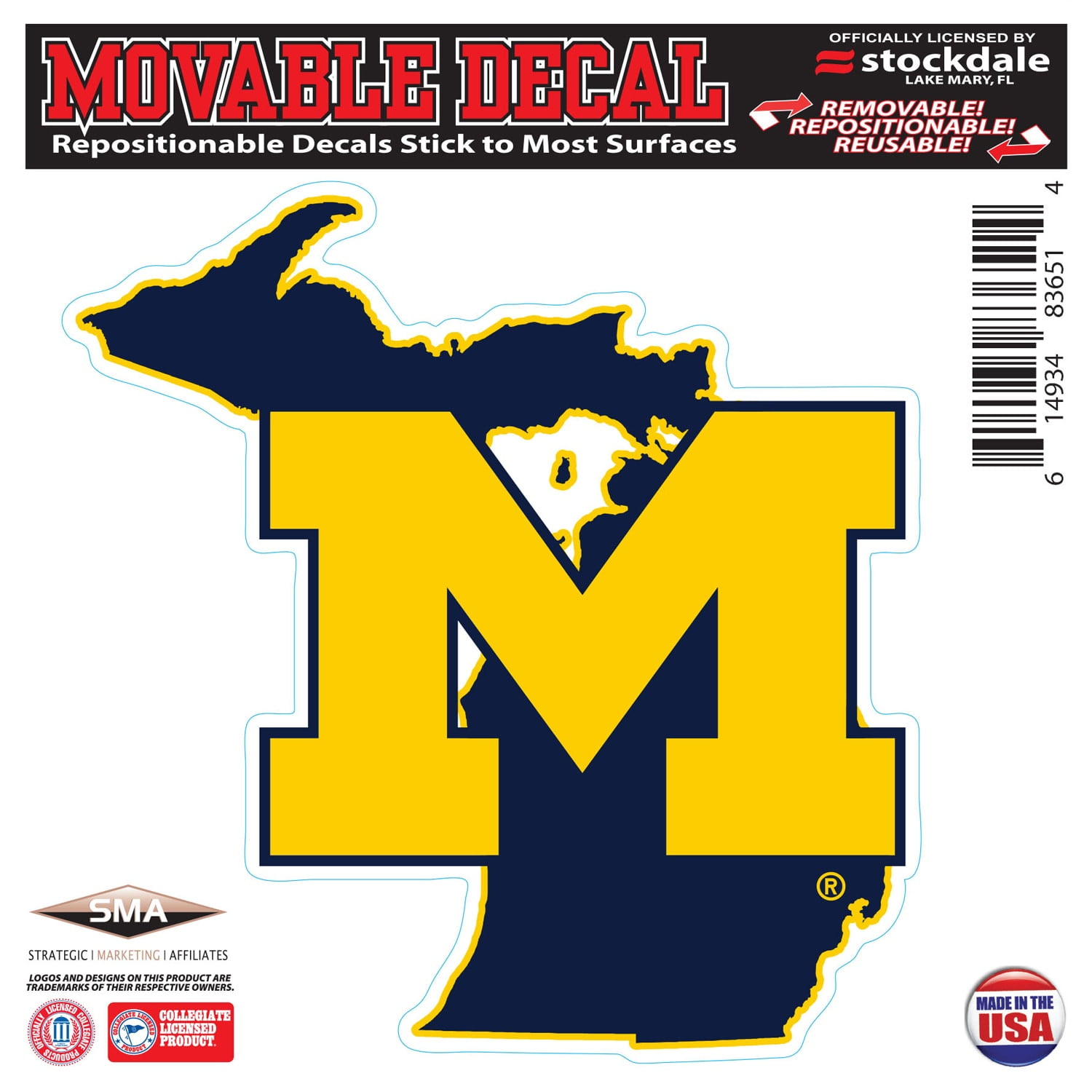 NCAA Michigan Wolverines Paw Print Car Magnet 