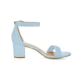 thumbnail image 3 of BLISSFUL STEP Edition Women's Shoes Open Toe Mid Block Heel Ankle Strap Faux Suede Sandals Sky Blue 5, 3 of 7