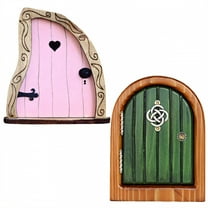 ICERUN 2Pcs Garden Statues,Wooden Fairy Tale Doorway Yard Art,Garden Fairyland Outdoor Garden Decor,Style1