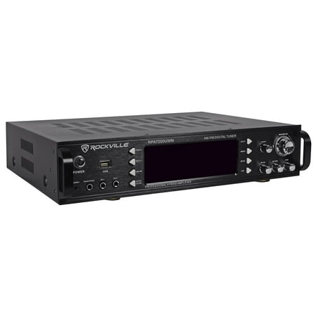 Rockville RPA7000UWM 1000 Watt 2 Chan Pro/Karaoke Amplifier/Mixer w/(2) VHF Mics+USB