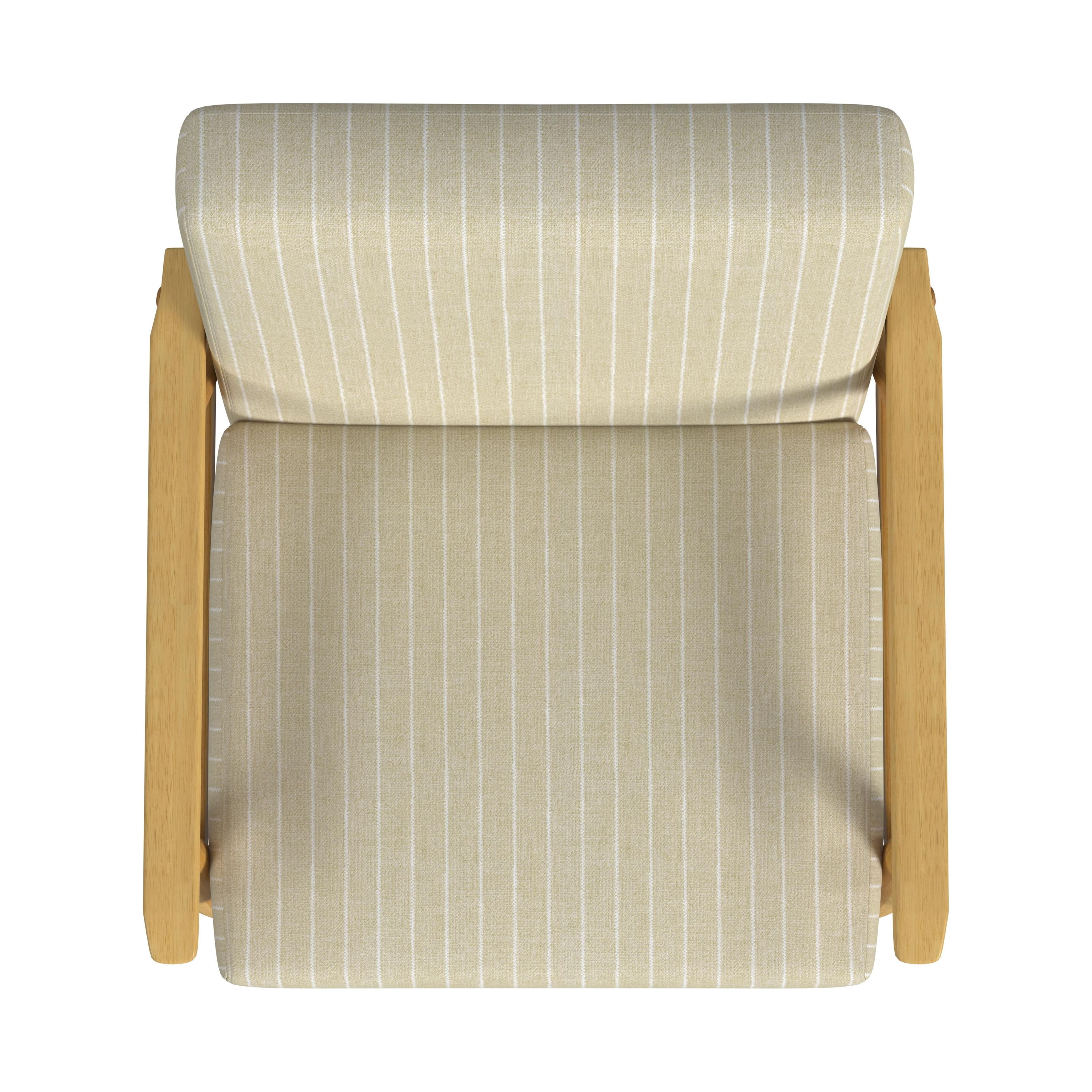 HomePop Mid-Century Wood Frame Arm Accent Chair, Beige Stripe