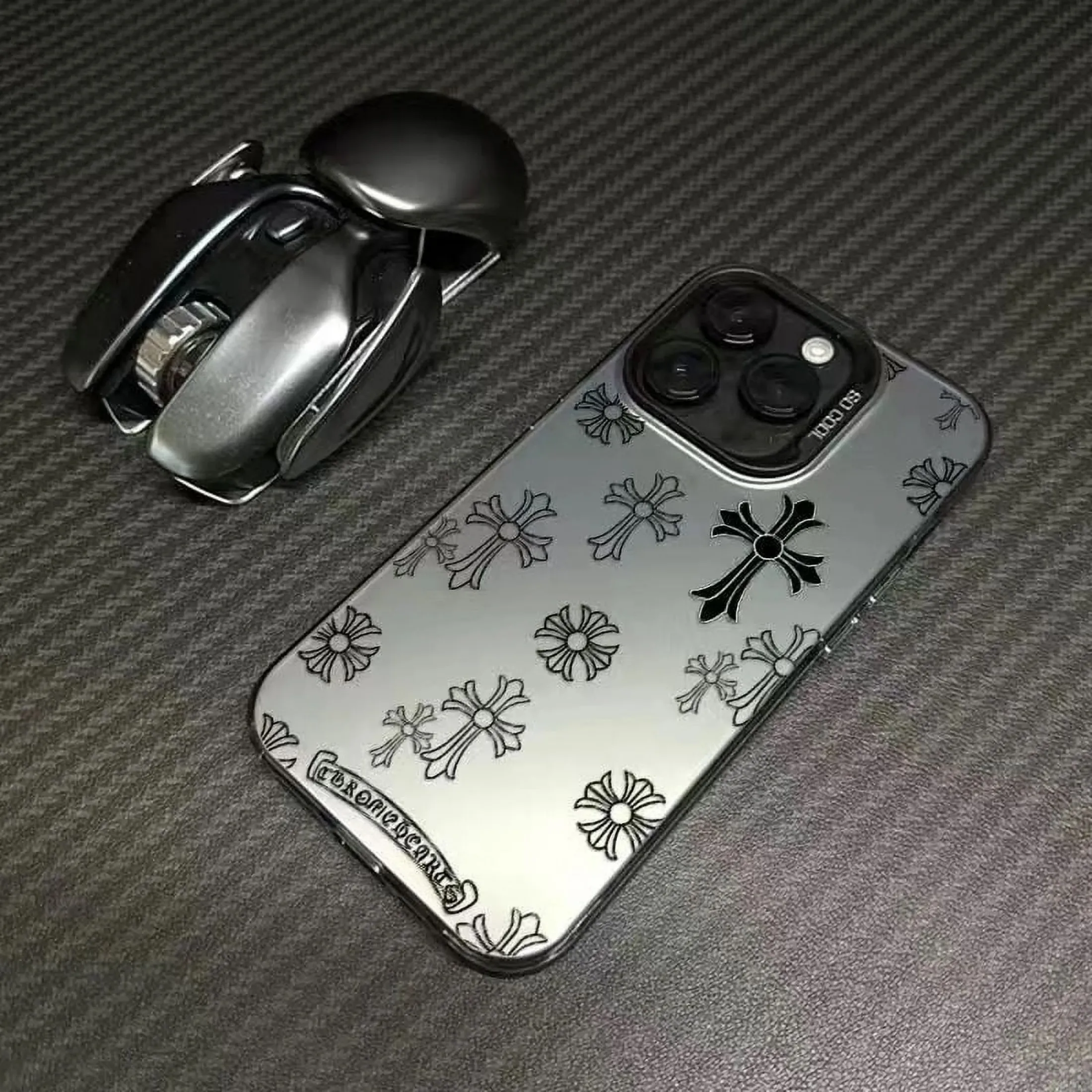 Casecaca Moonlight Silver Cross Phone Case for iPhone 11/12/13/14/15 Pro Max/Plus