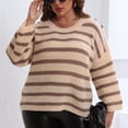 thumbnail image 2 of Annhoo Womens Sweaters Plus Size Loose Crew Neck Long Sleeve Pullover Shirts Fall Trendy Stripes Knitted Tops, 2 of 4