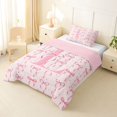 thumbnail image 2 of Manfei Cartoon Bow Letter L Monogrammed Twin Comforter Sets 3-Piece for Girls Teens,Polka Dots Cute Alphabet Bedding Set for Kids,Pink Reversible,Breathable Home Decor, 2 of 6