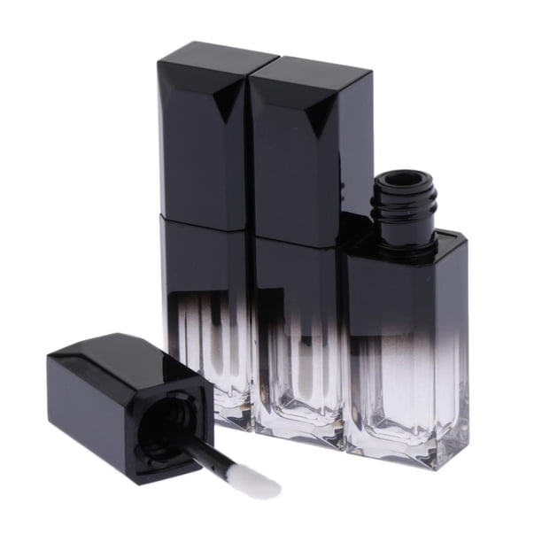 3 unidades de 5 ml de bálsamo labial vacío en tubo, botella de lápiz labial líquido con cepillo negro3