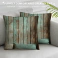 thumbnail image 3 of Decorative Throw Pillow Cover Square Turquoise Wood Teal Barn Wood Weathered Beach Decor Pillowcase with Hidden Zipper Decor Fashion Cushion Gift for Home Sofa Bed Car, 3 of 5