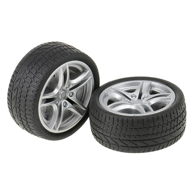 KLKCMS 2x Plastic Wheel Tire, Craft Accessories for DIY Robot Smart Car, Model Vehicle 48mm