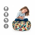 thumbnail image 2 of Geometric Storage Toy Bag Chair, Pixel Art Inspired Checkered Squares Grid Illustration Colorful Abstract Design, Stuffed Animal Organizer Washable Bag, Small Size, Multicolor, by Ambesonne, 2 of 3