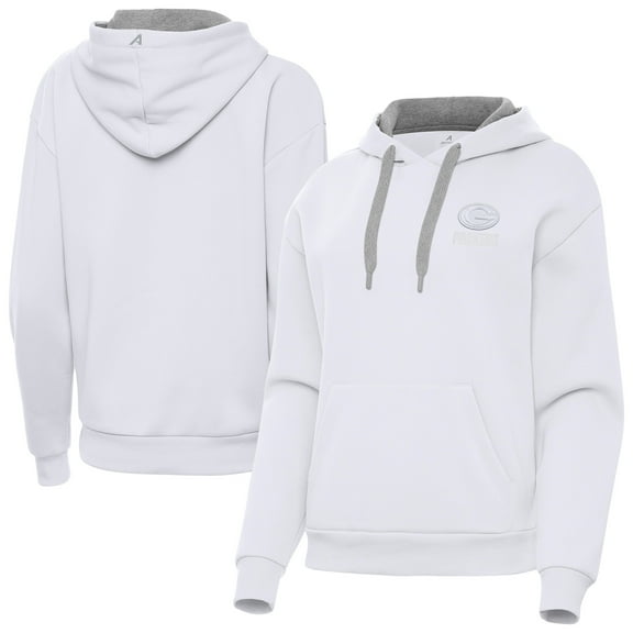 Women's Antigua White Green Bay Packers Victory Pullover Hoodie