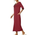 thumbnail image 4 of INSPIRE CHIC Women's Nightgown Lounge Long Dress Soft Nightshirt Sleepwear Pajamas with Pockets L Red, 4 of 5