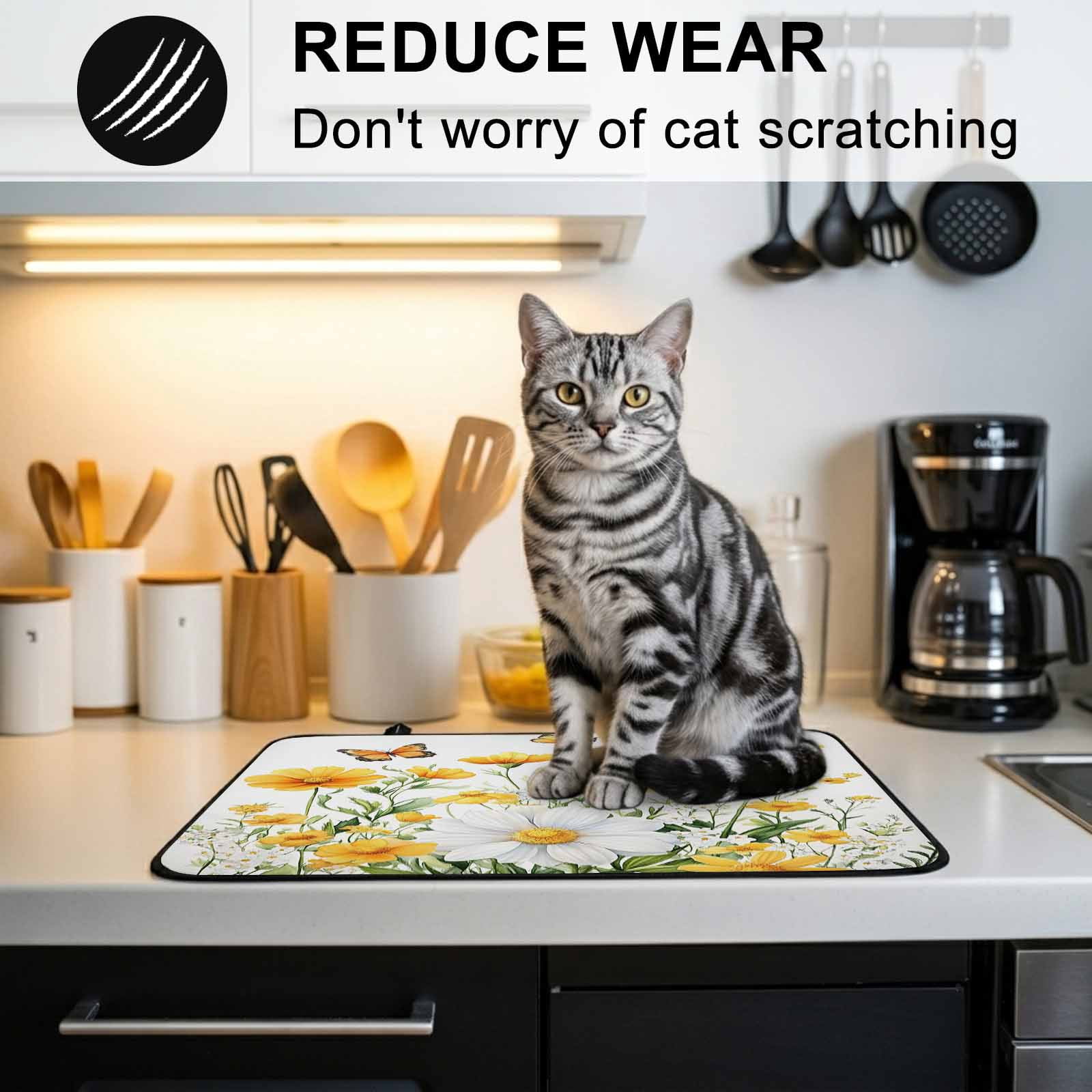 Yellow Spring Floral Stove Top Cover for Electric Stove, Heat-proof & Non Slip Glass Top Stove Cover Protector, Pastoral Summer Botanical Daisy Kitchen Flat Cooktop Rubber Mat 24x21 Inches