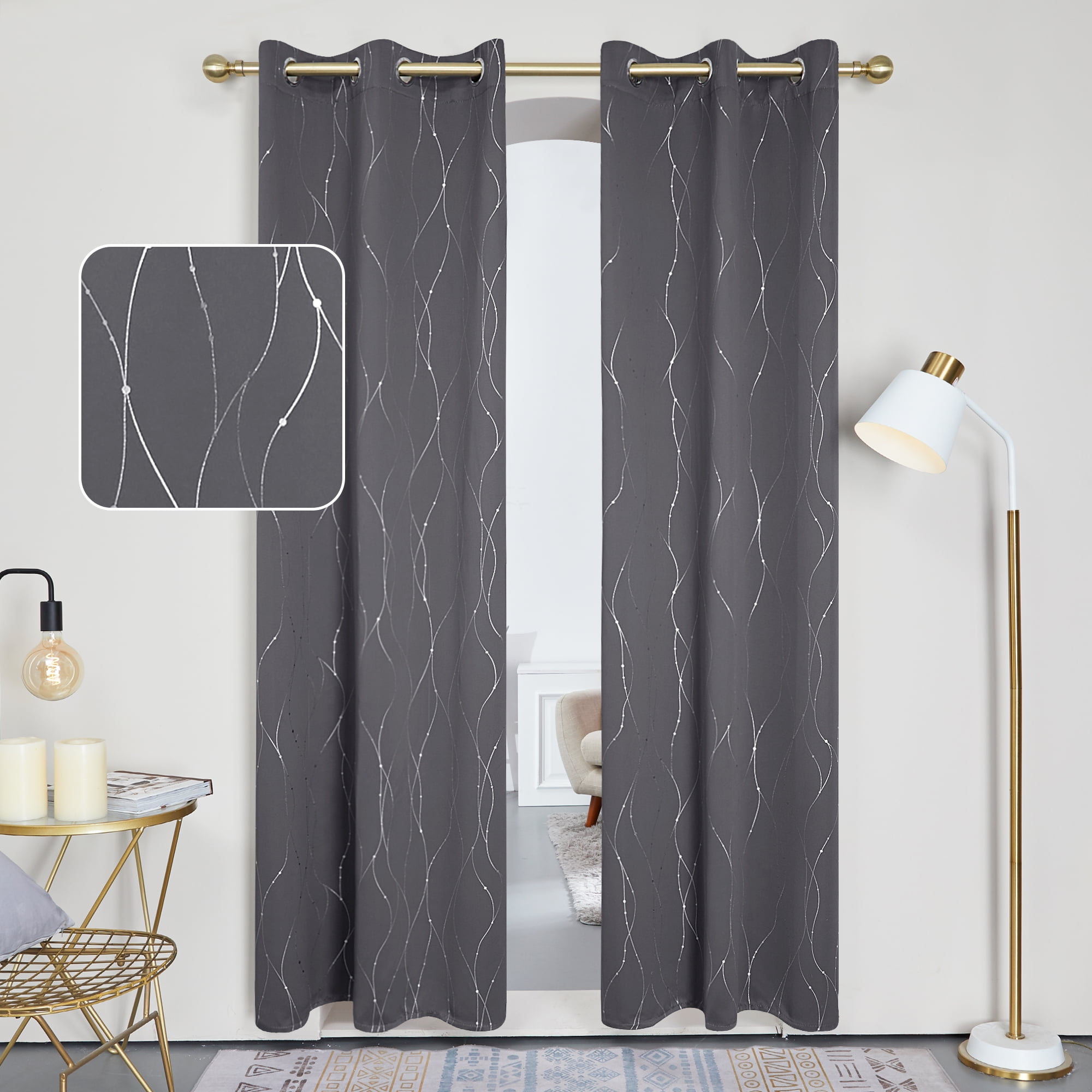 Deconovo Dark Gray Blackout Curtains for Girls Bedroom Thermal