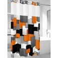 thumbnail image 2 of No Hook Shower Curtain with Snap-in Liner, Burnt Orange Black Geometric Waterproof Fabric Bathroom Curtains, Modern Abstract Art Block Bath Curtains & Mesh Top Window 54"x78", 2 of 9