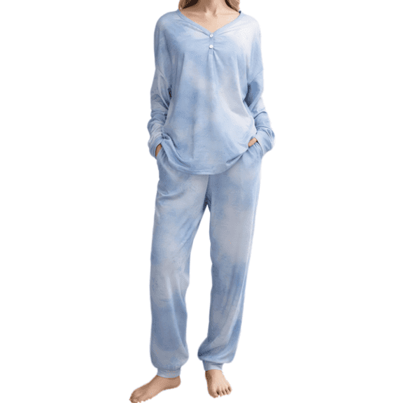 Smilooen 2 Pieces Womens Pajamas Sets Comfy Printed Loungewear Sets Woman with Pockets ,Sizes S-2XL