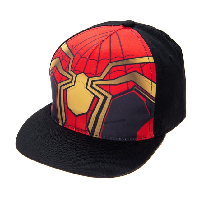 Gorra Beisbolera de Spiderman Marvel para Niños, Sombrero Ajustado y Gorra con Visera Plana en Rojo
