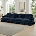 thumbnail image 6 of Newest Elegant Large 4 Seater Sofa Couch,Flared Arms,Removable Ruffles Pleats Skirts,Spindle Legs, Comfy Chenille Four-Seat Sofa for Living Room, Blue, 6 of 20
