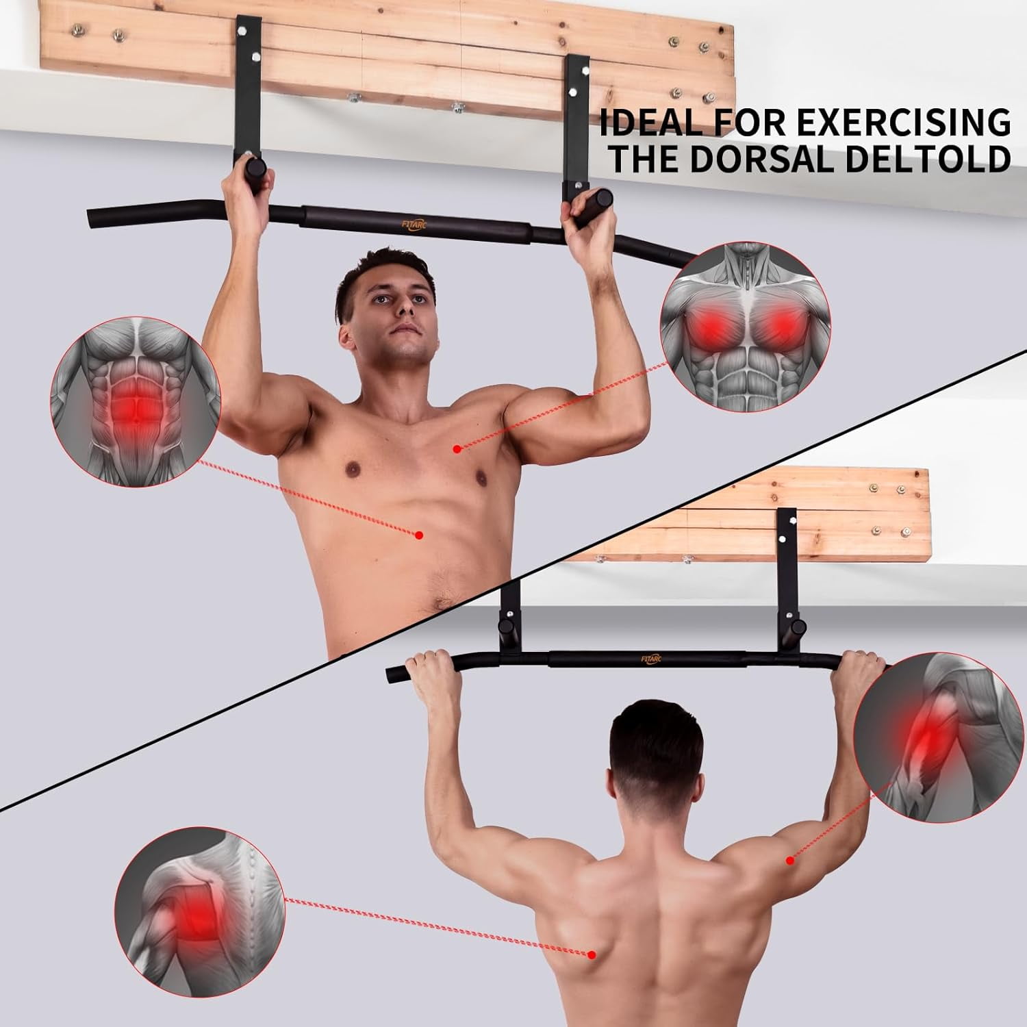 Joist Mount Pull Up Bar, Chin Up Bar Ceiling Mount, Heavy Duty, Workout for Home Gym, 42 inch Wide -Patent Pending