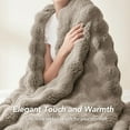 thumbnail image 4 of Faux Rabbit Fur Blanket: 50" x 60" Luxury Soft Fluffy Thick Fur Throw Blanket for Couch Bed Sofa - Cozy Plush Bubble Blankets for Winter: Warm Flannel Fleece Decorative Blanket(Castle Grey), 4 of 9