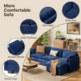 thumbnail image 2 of 110" Sectional Sofa With Washable Cover, Comfy 3 Seater L-Shaped Corduroy Fabric Couch with Reversible Ottoman & Deep Seat for Apartment,Blue, 2 of 10