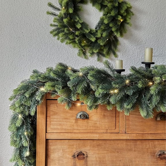 IFnwsv Christmas Garland 6.56Ft Artificial Pine Garlands Lighted Garland Green Artificial Greenery Garland for Table Mantle Wall Indoor Outdoor Christmas Decorations